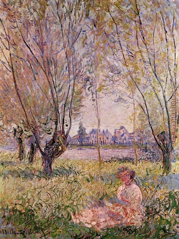 Woman Sitting under the Willows painting - Claude Monet Woman Sitting under the Willows art painting